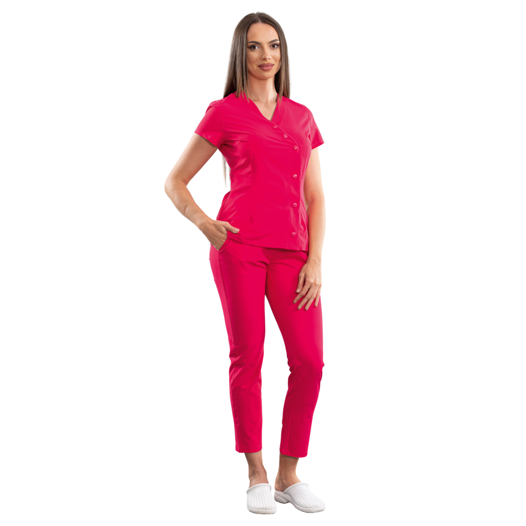 Elegance women’s medical blouse with asymmetrical closure