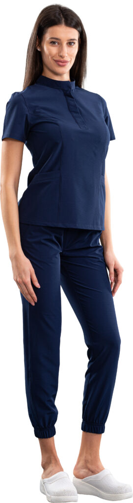 Women’s smart line medical blouse with a mandarin collar