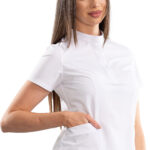 Women’s smart line medical blouse with a mandarin collar