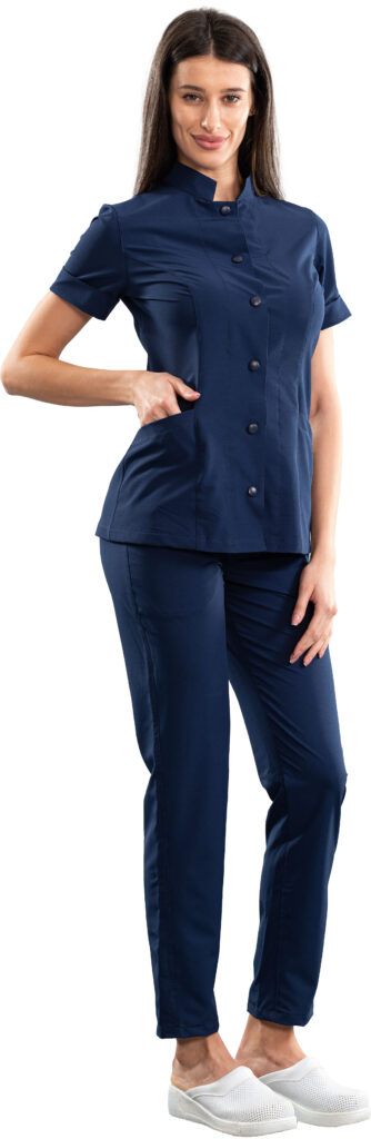 Executive women’s medical blouse with mandarin collar