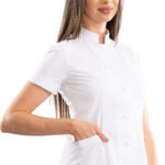 Executive women’s medical blouse with mandarin collar
