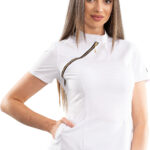 Luxury women’s medical blouse with asymmetrical zipper