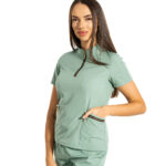 Elite Zip women’s medical blouse with mandarin collar