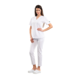 Relax Fit women’s medical blouse with crossover V-neckline and kangaroo pocket