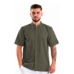 Men’s medical blouse with mandarin collar and concealed closure