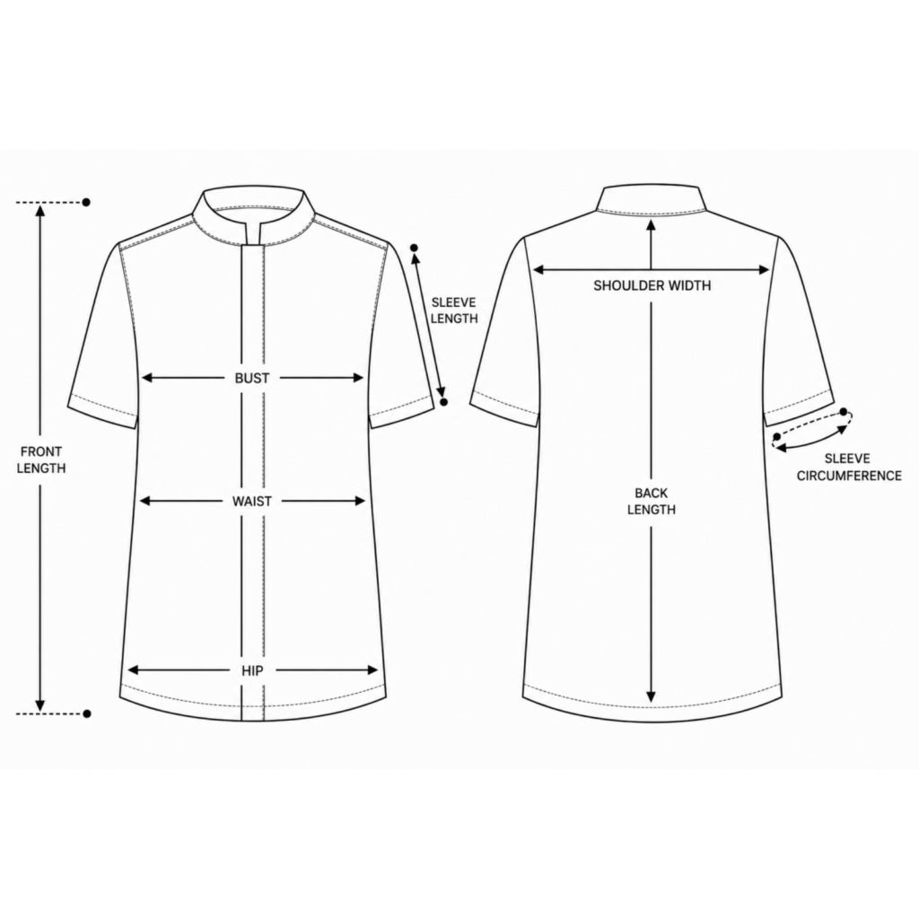 Men’s medical blouse with mandarin collar and concealed closure