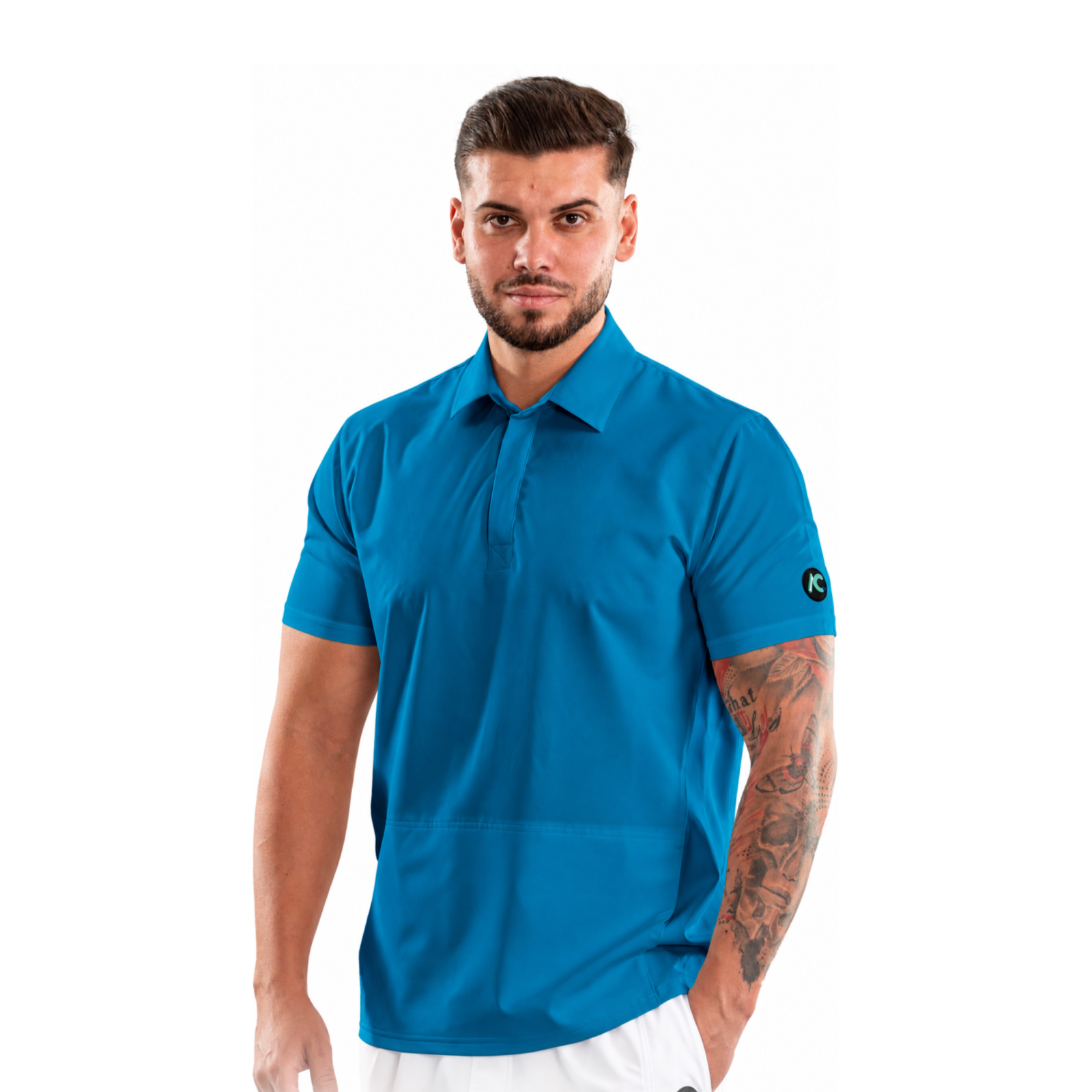 Men’s Polo-style medical blouse with concealed closure