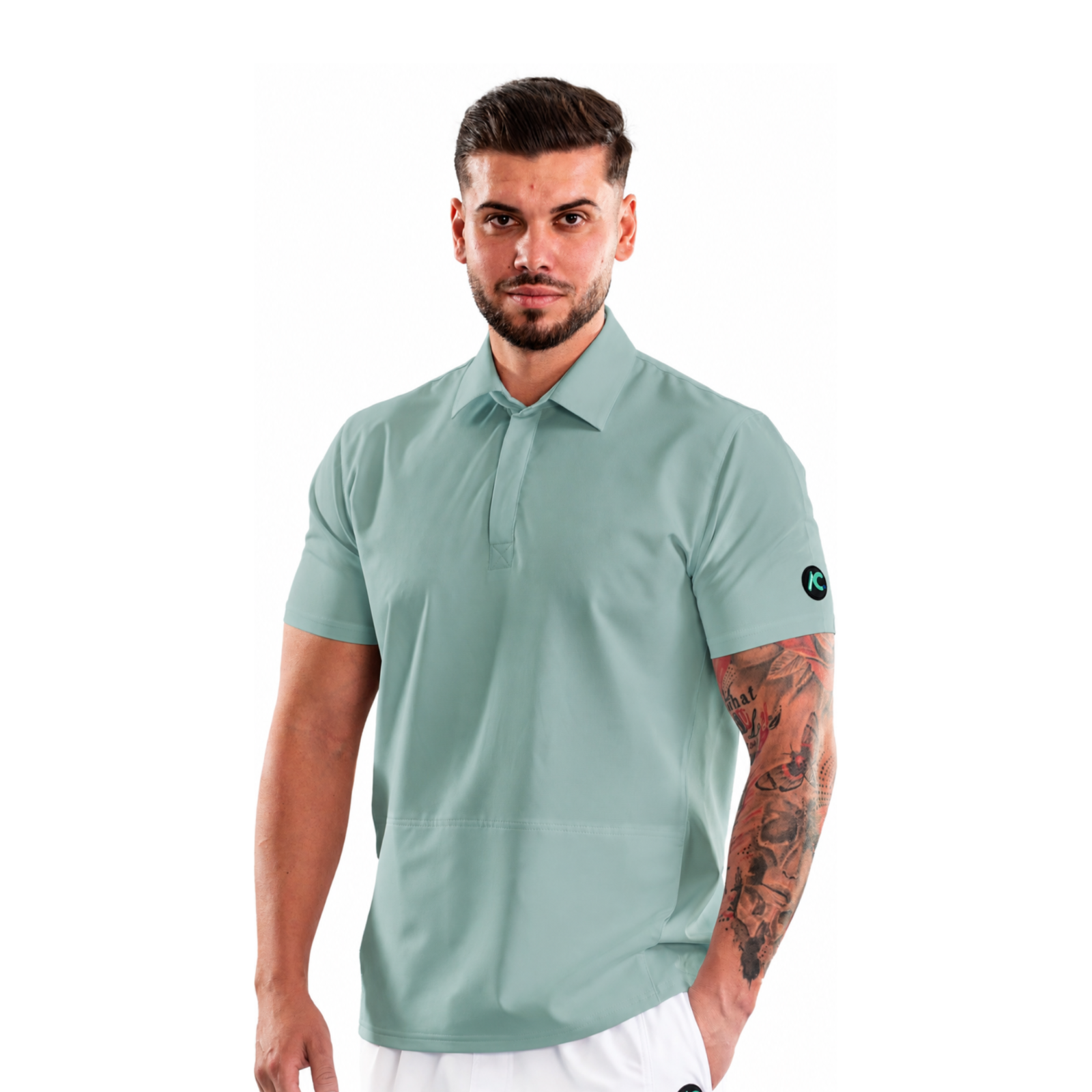 Men’s Polo-style medical blouse with concealed closure