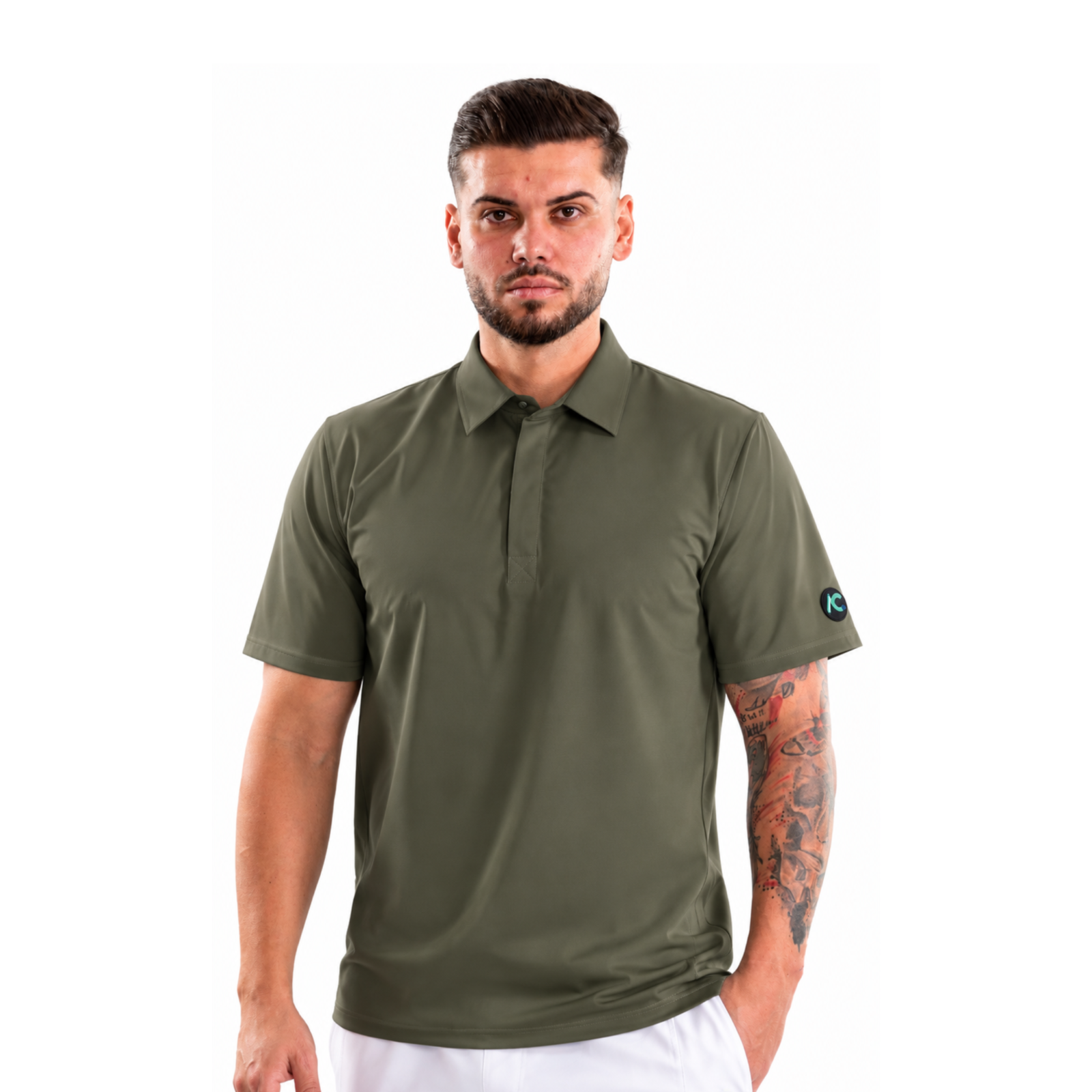 Men’s Polo-style medical blouse with concealed closure