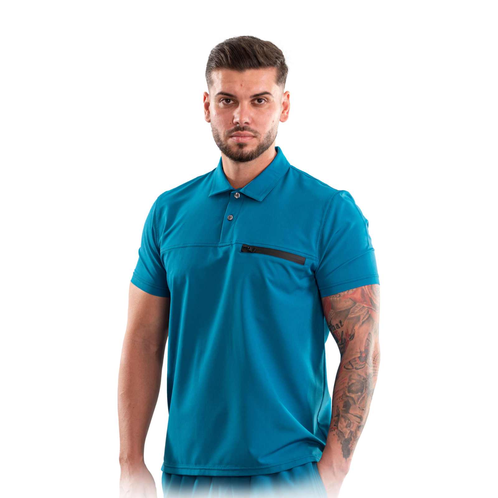 Men’s Polo-style medical blouse with buttons