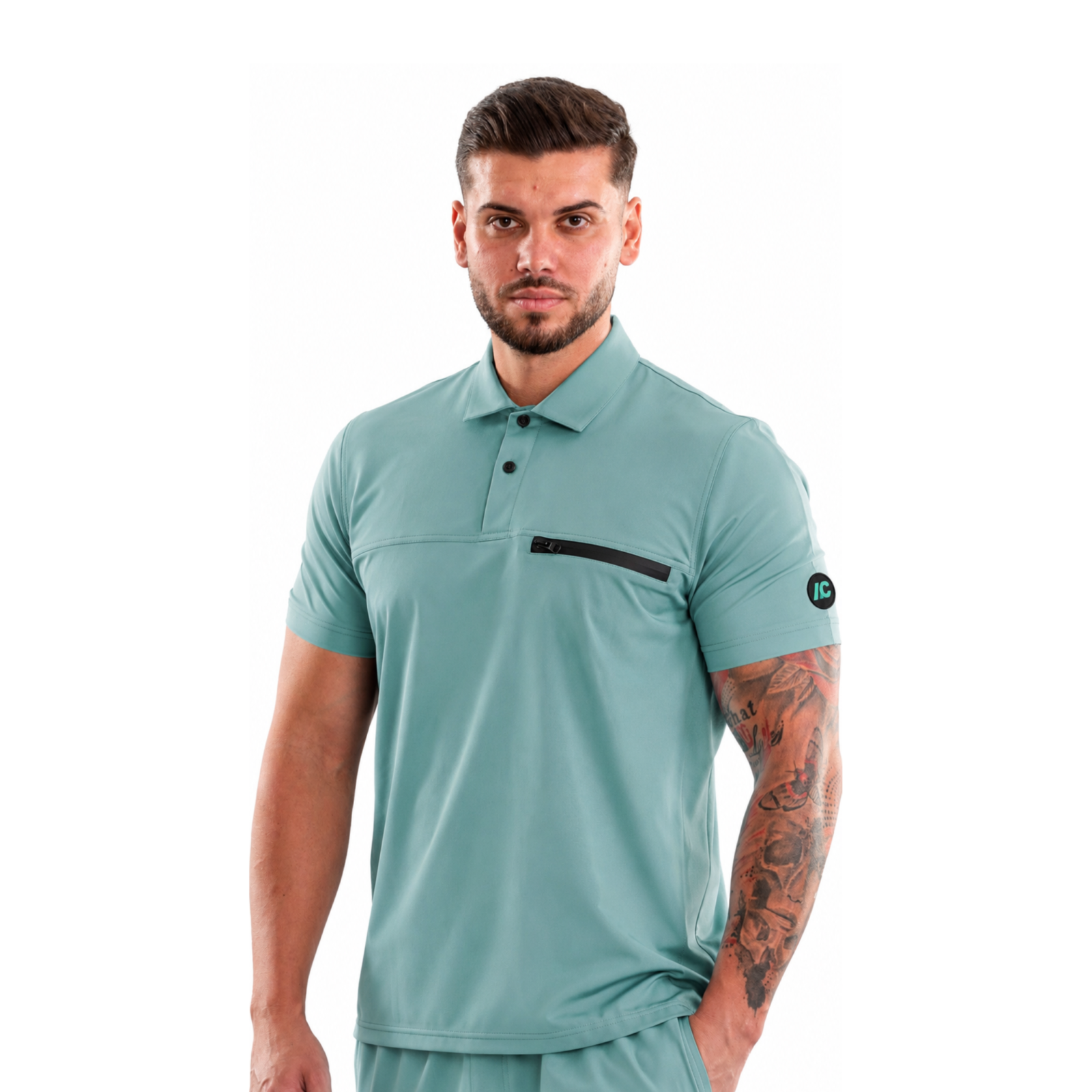 Men’s Polo-style medical blouse with buttons