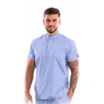 Men’s medical blouse with mandarin collar and concealed closure
