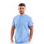 Men’s medical blouse with mandarin collar and concealed closure