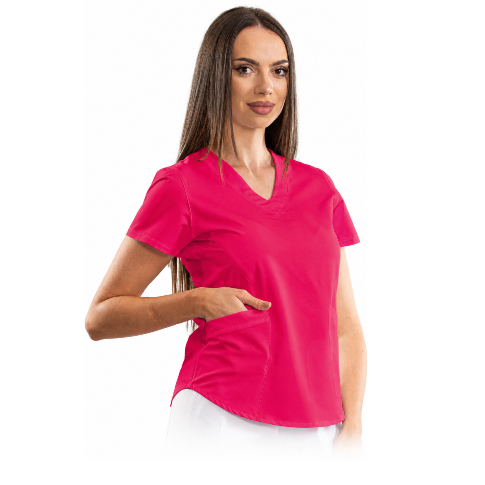Classic comfort women’s medical blouse with V-neck