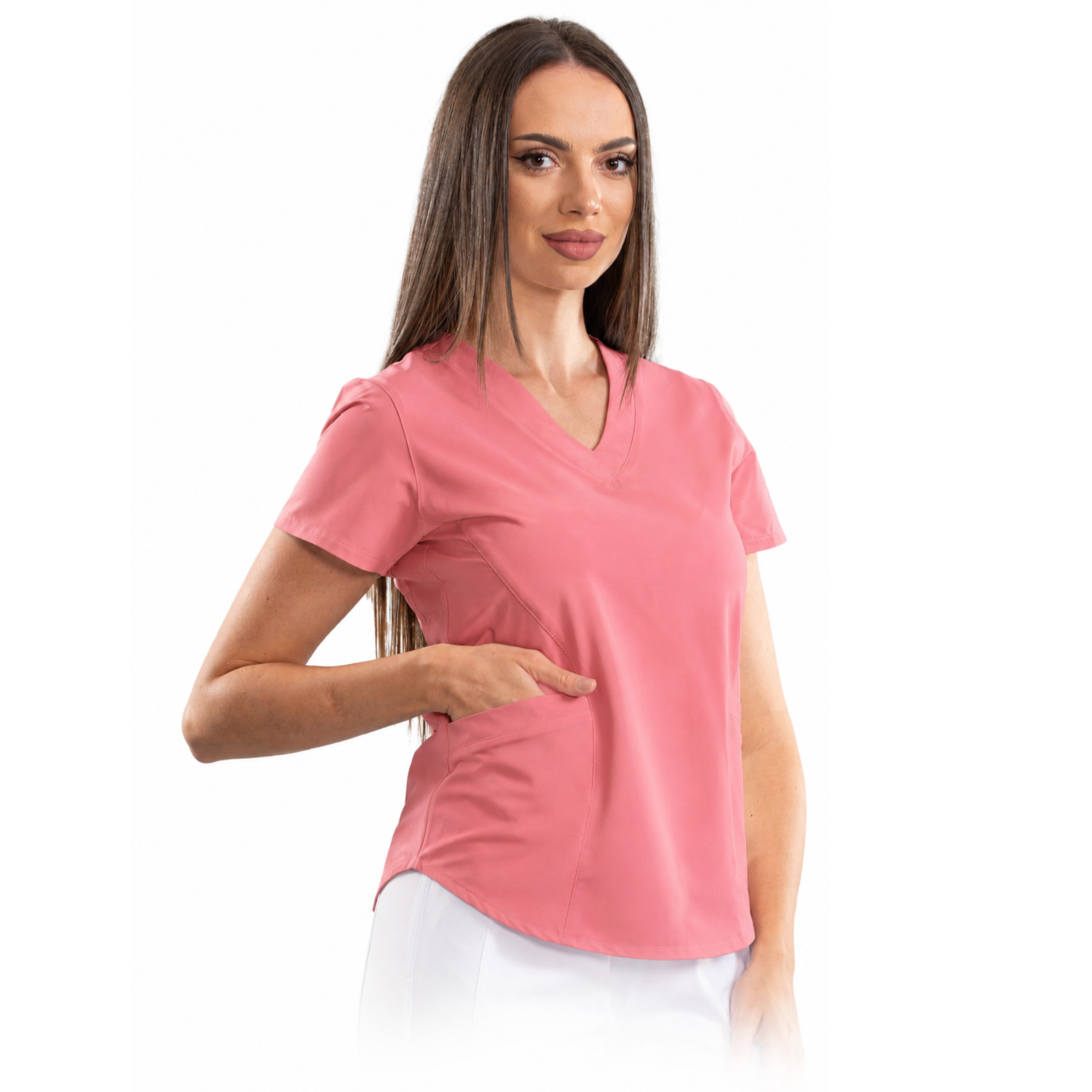 Classic comfort women’s medical blouse with V-neck
