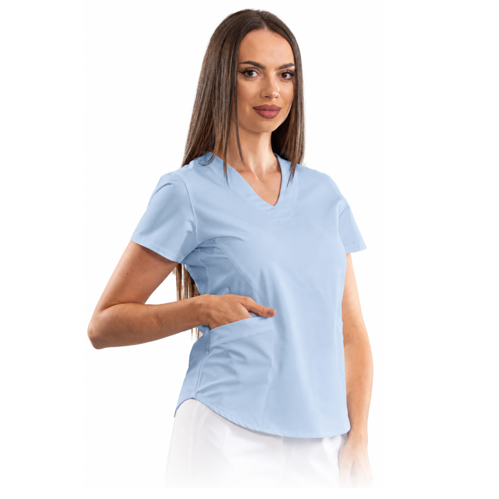Classic comfort women’s medical blouse with V-neck