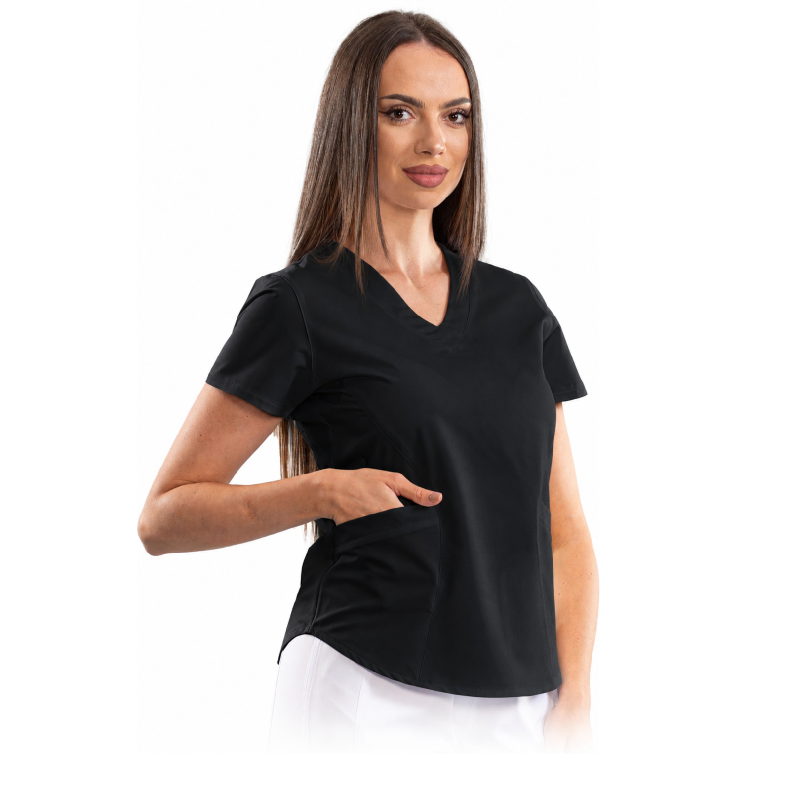 Classic comfort women’s medical blouse with V-neck