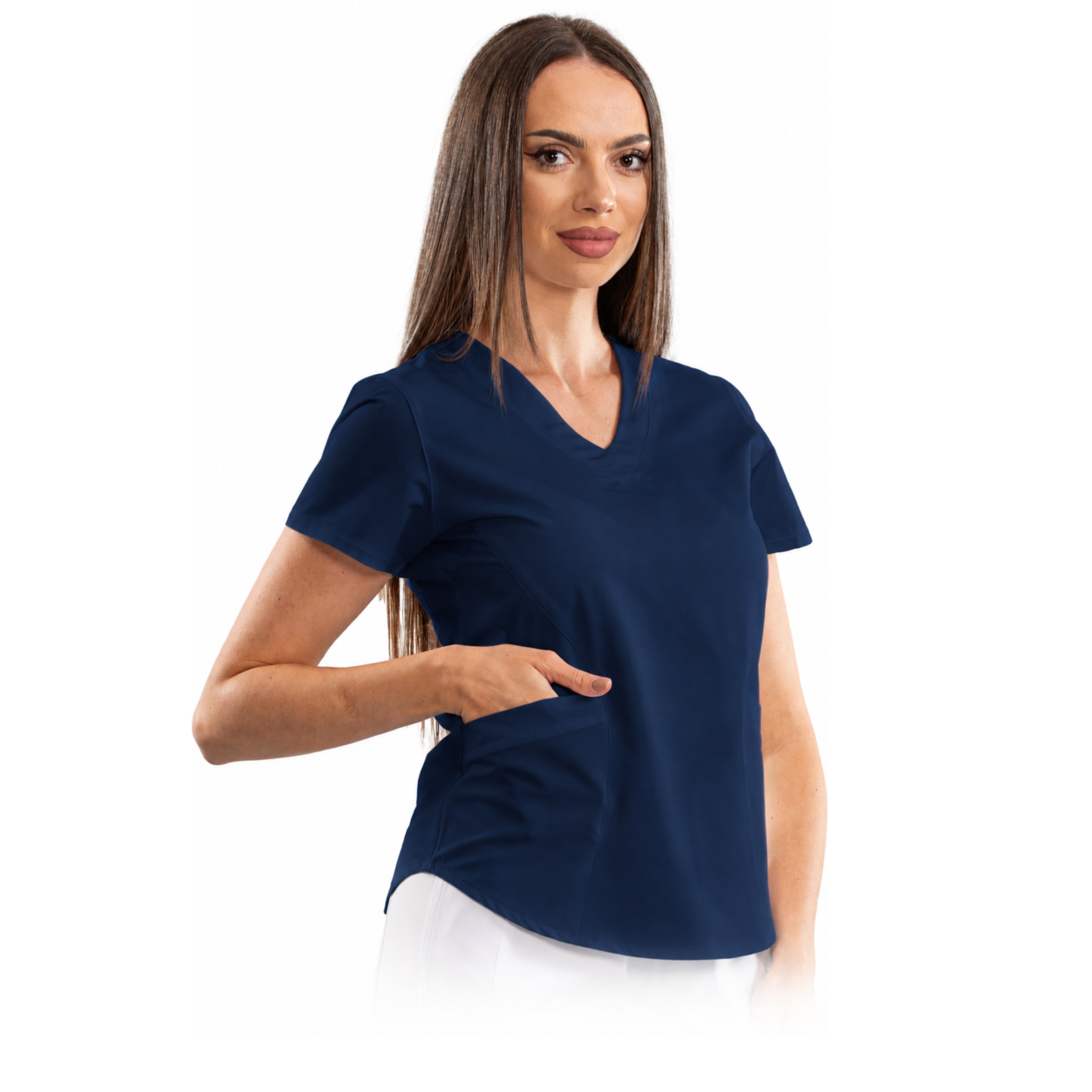 Classic comfort women’s medical blouse with V-neck