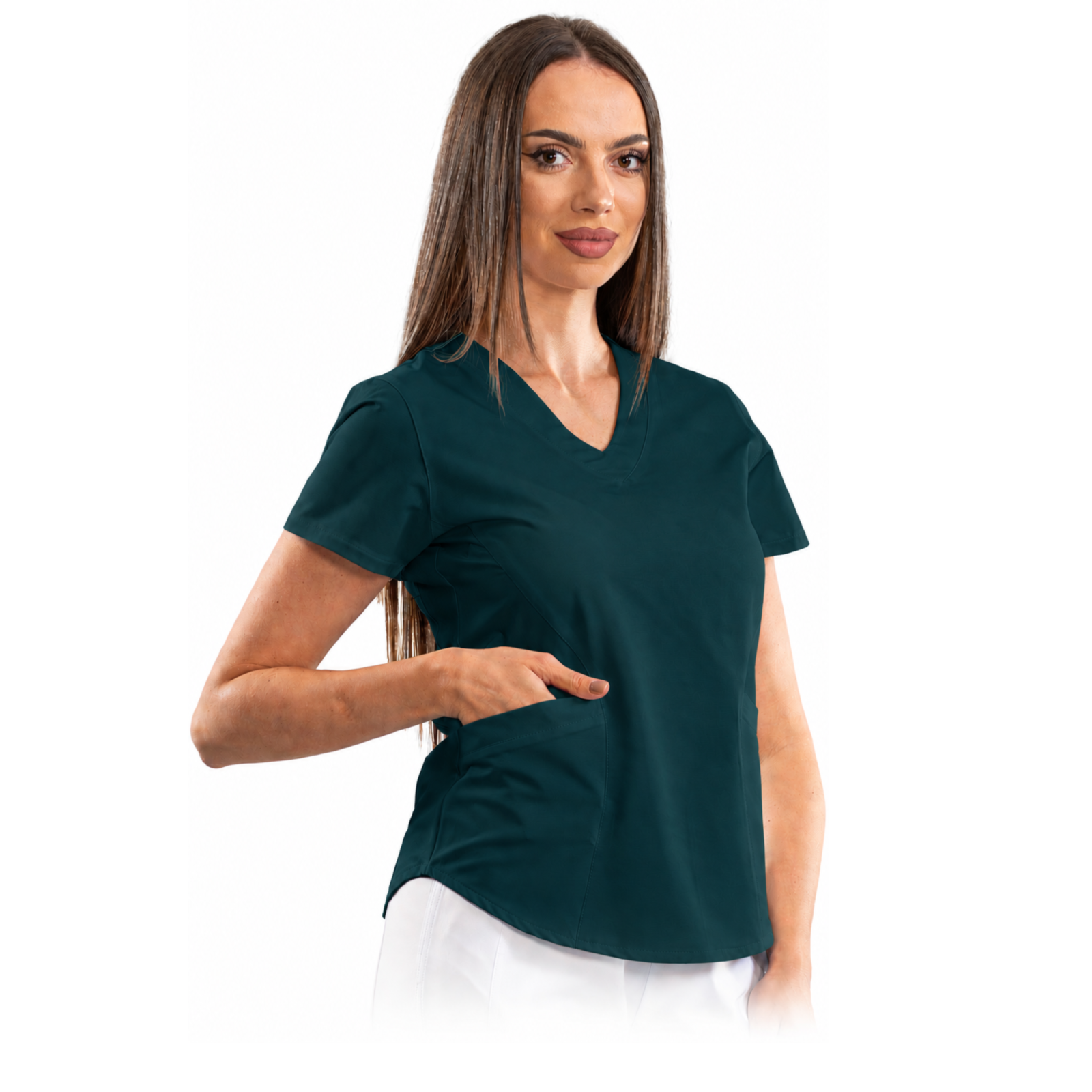 Classic comfort women’s medical blouse with V-neck