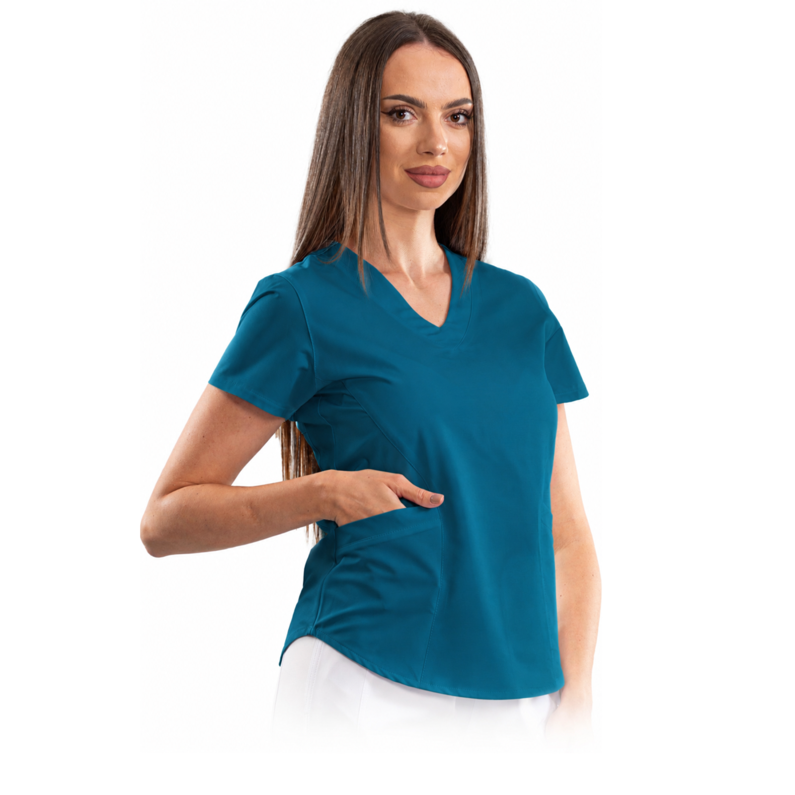 Classic comfort women’s medical blouse with V-neck