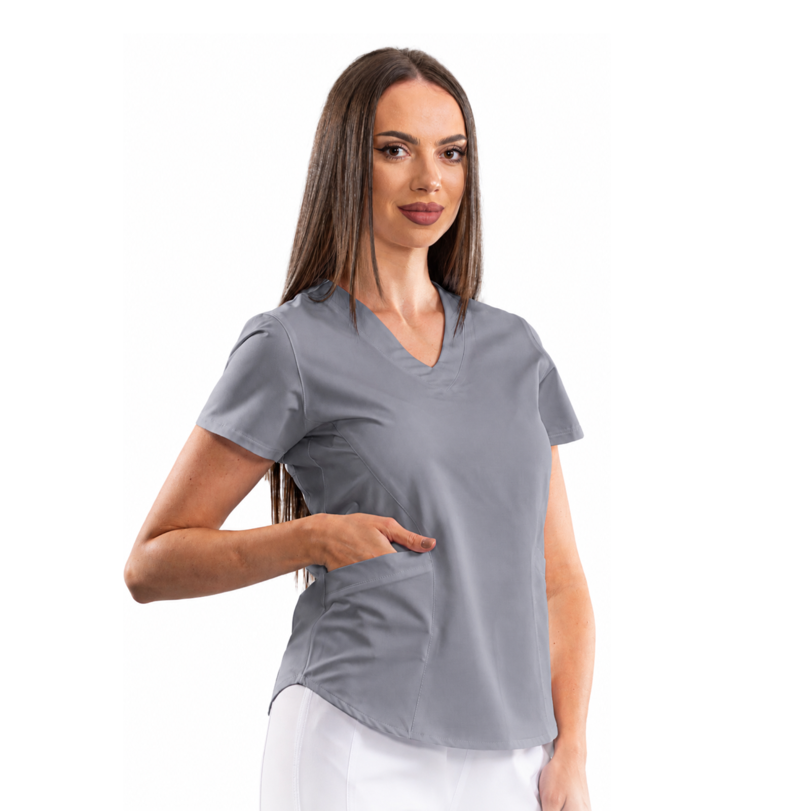 Classic comfort women’s medical blouse with V-neck
