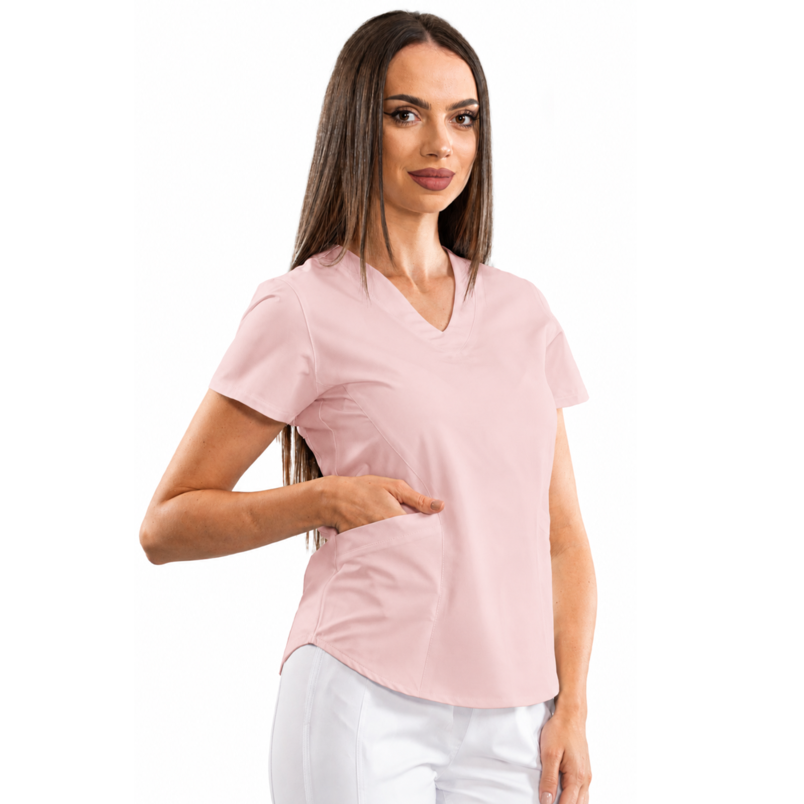 Classic comfort women’s medical blouse with V-neck