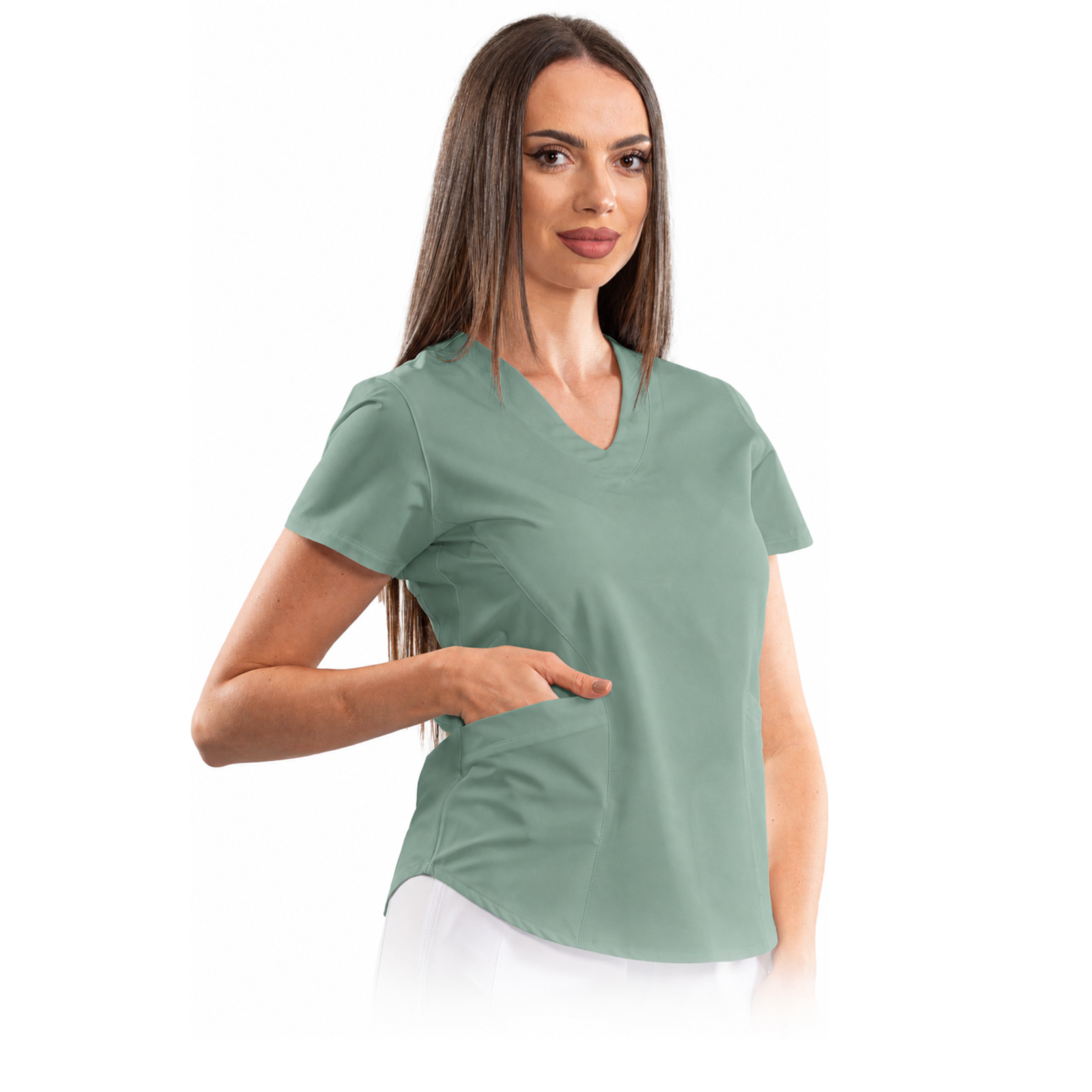 Classic comfort women’s medical blouse with V-neck