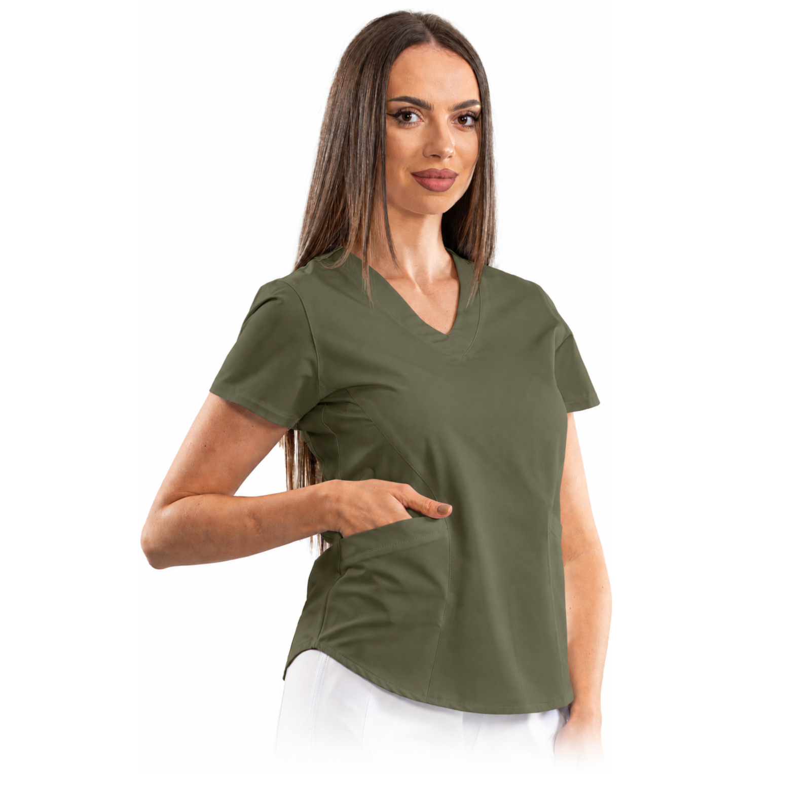 Classic comfort women’s medical blouse with V-neck