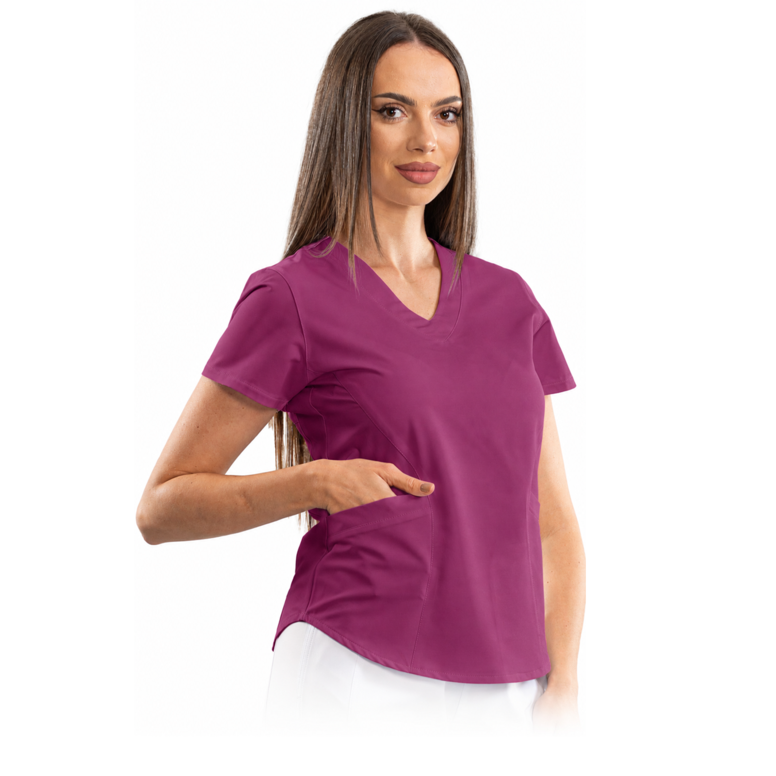 Classic comfort women’s medical blouse with V-neck