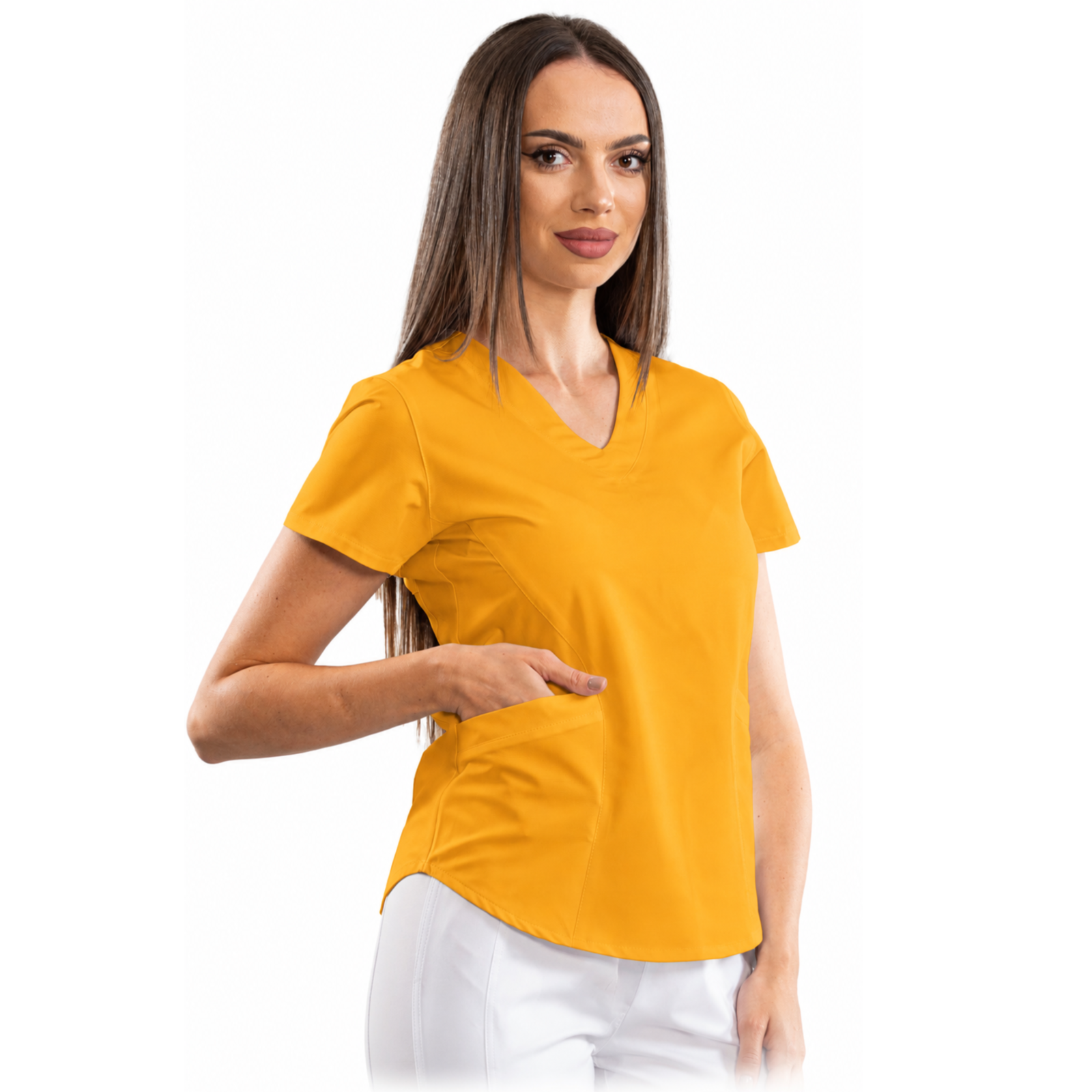 Classic comfort women’s medical blouse with V-neck
