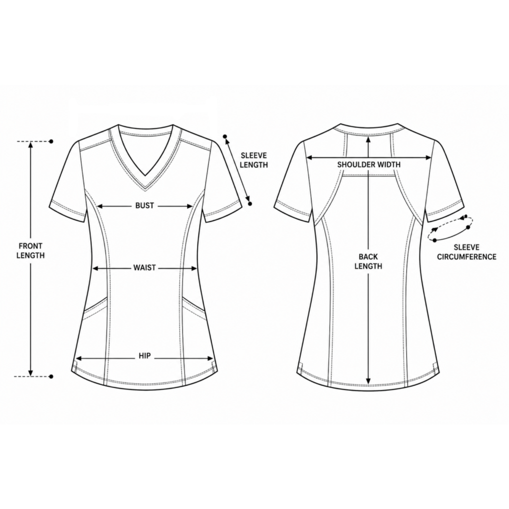 Classic comfort women’s medical blouse with V-neck