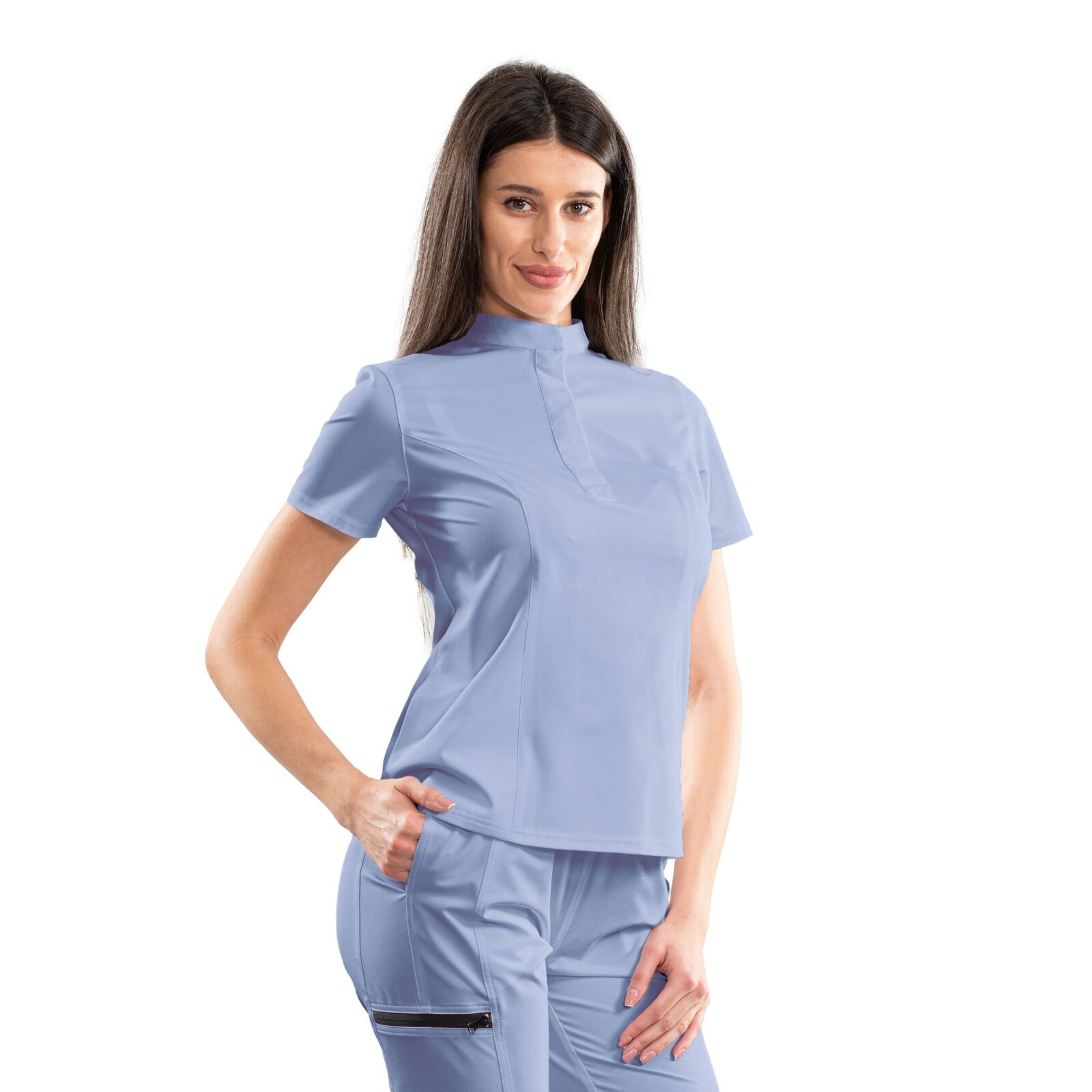 Classic women’s medical blouse with concealed closure