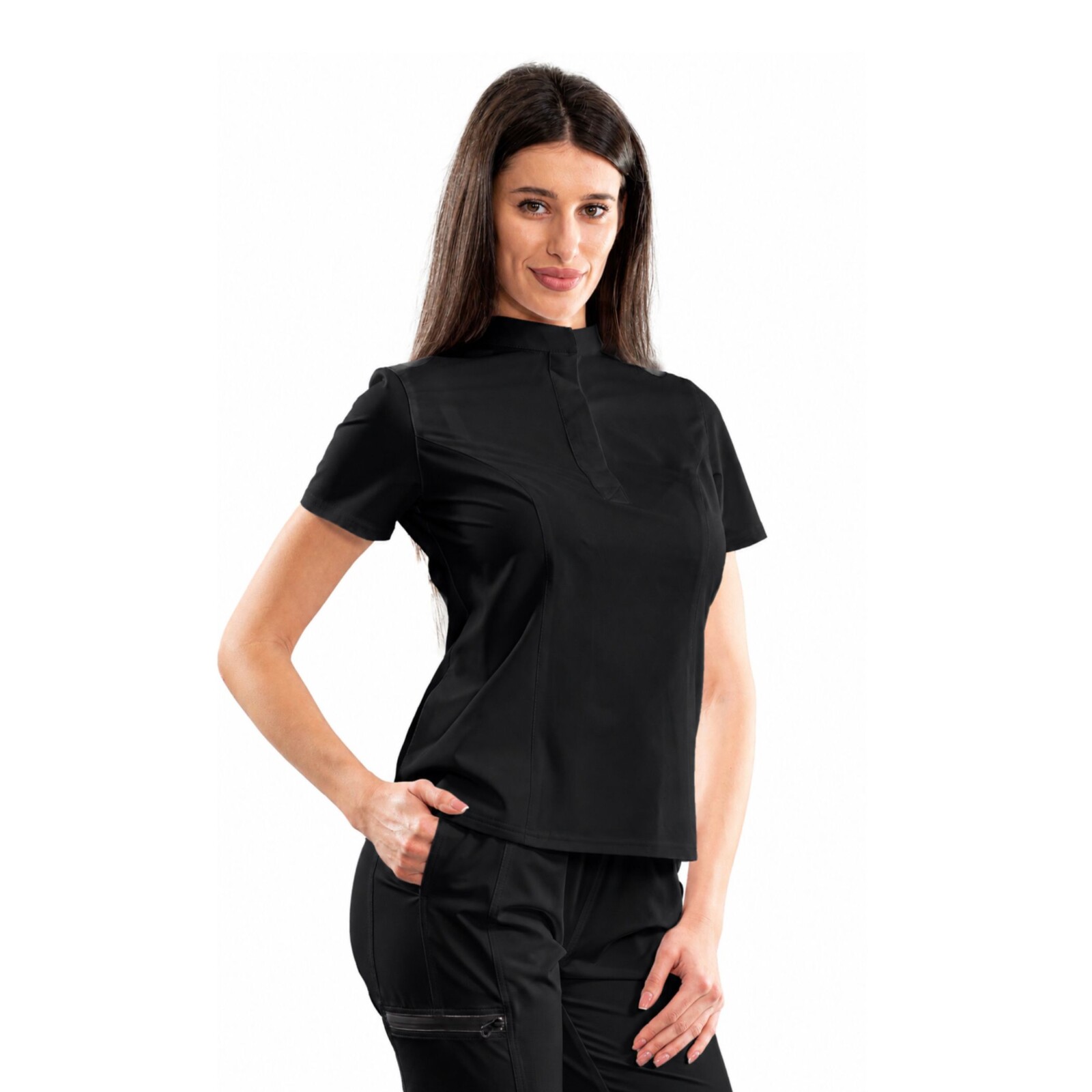 Classic women’s medical blouse with concealed closure