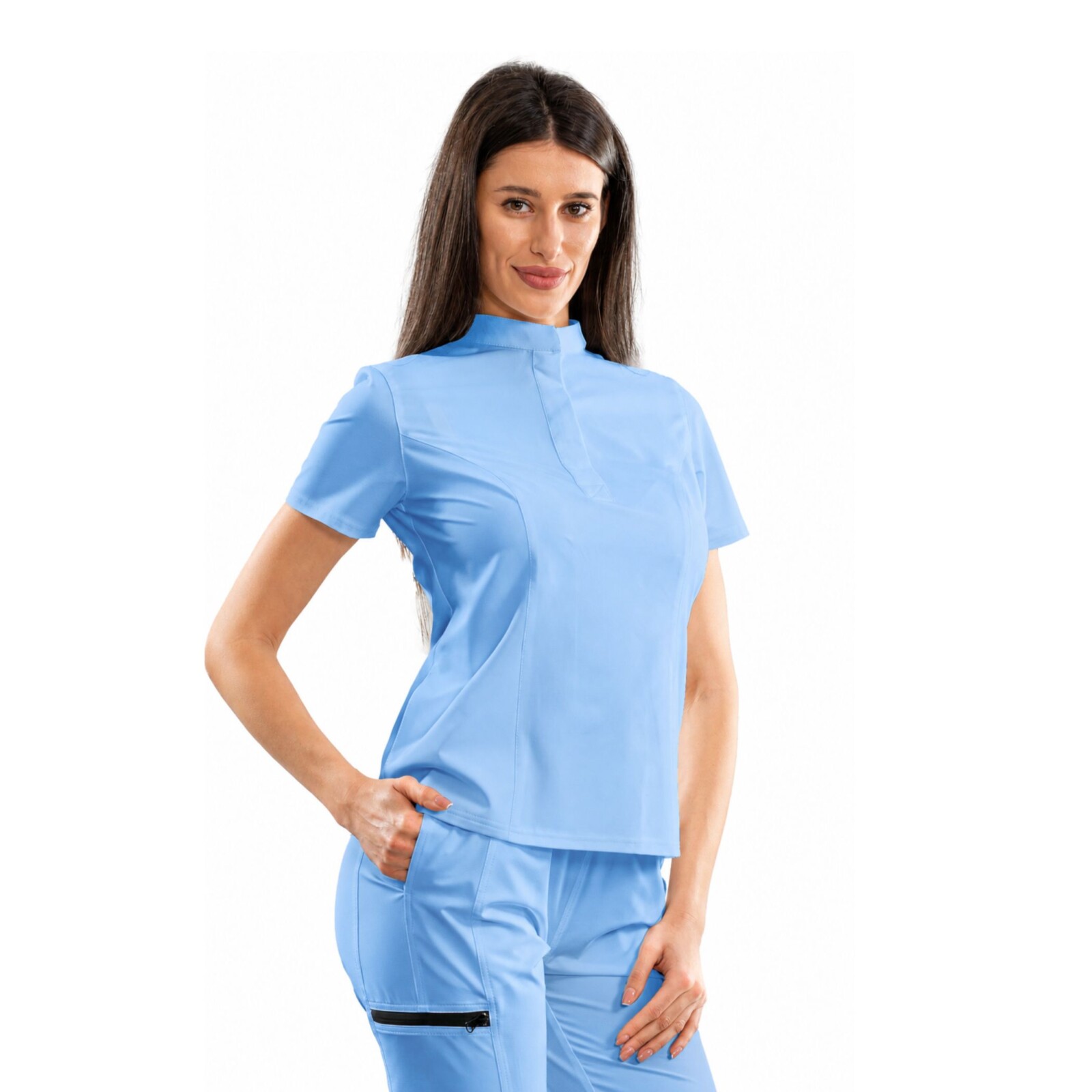 Classic women’s medical blouse with concealed closure