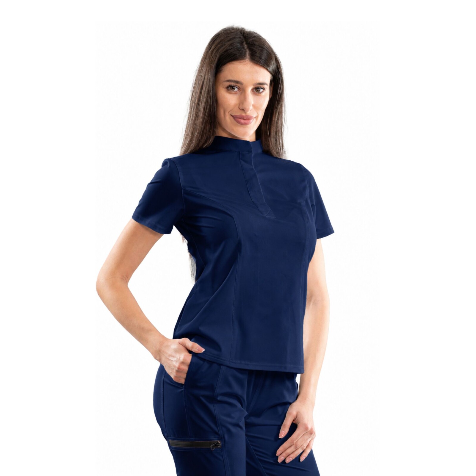 Classic women’s medical blouse with concealed closure