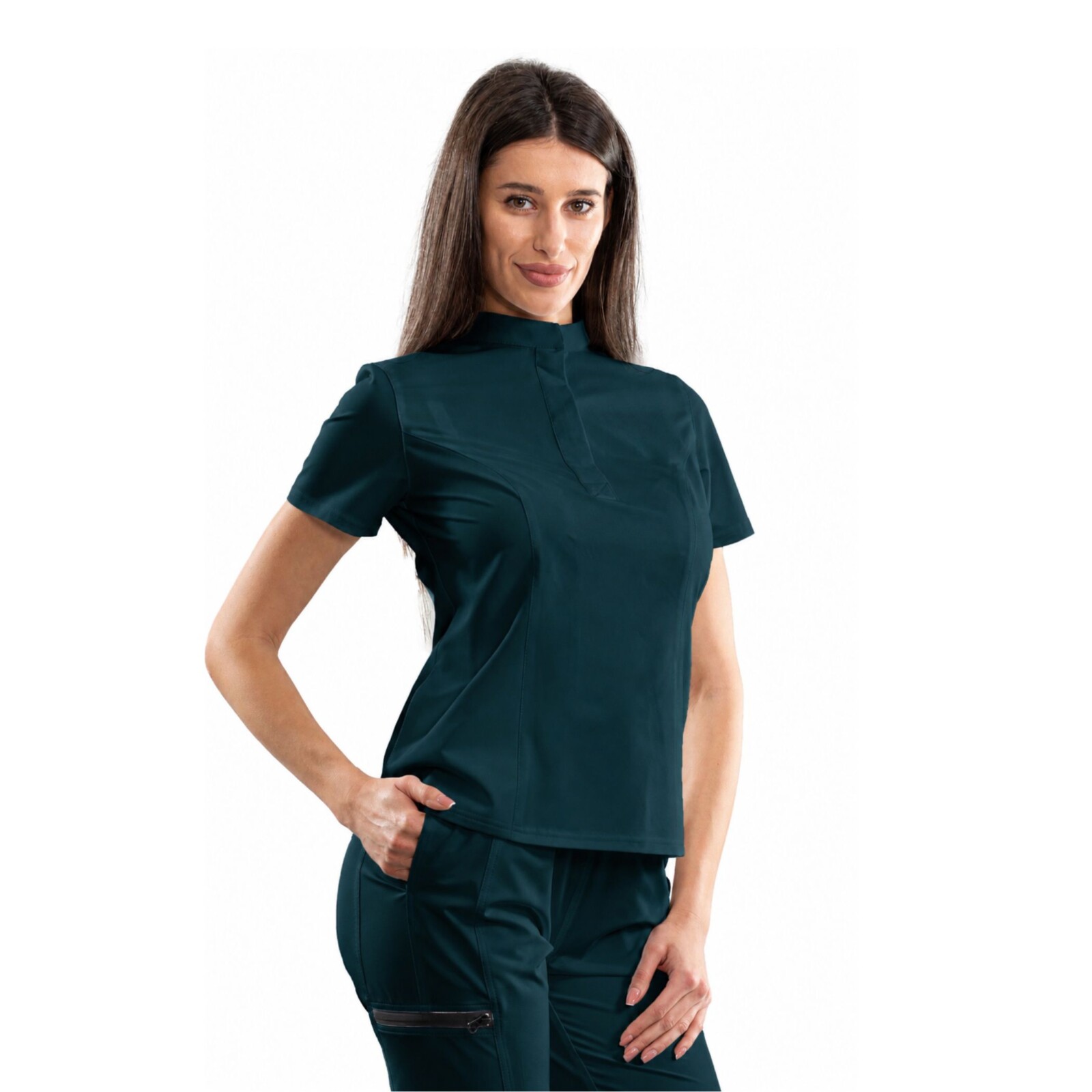 Classic women’s medical blouse with concealed closure