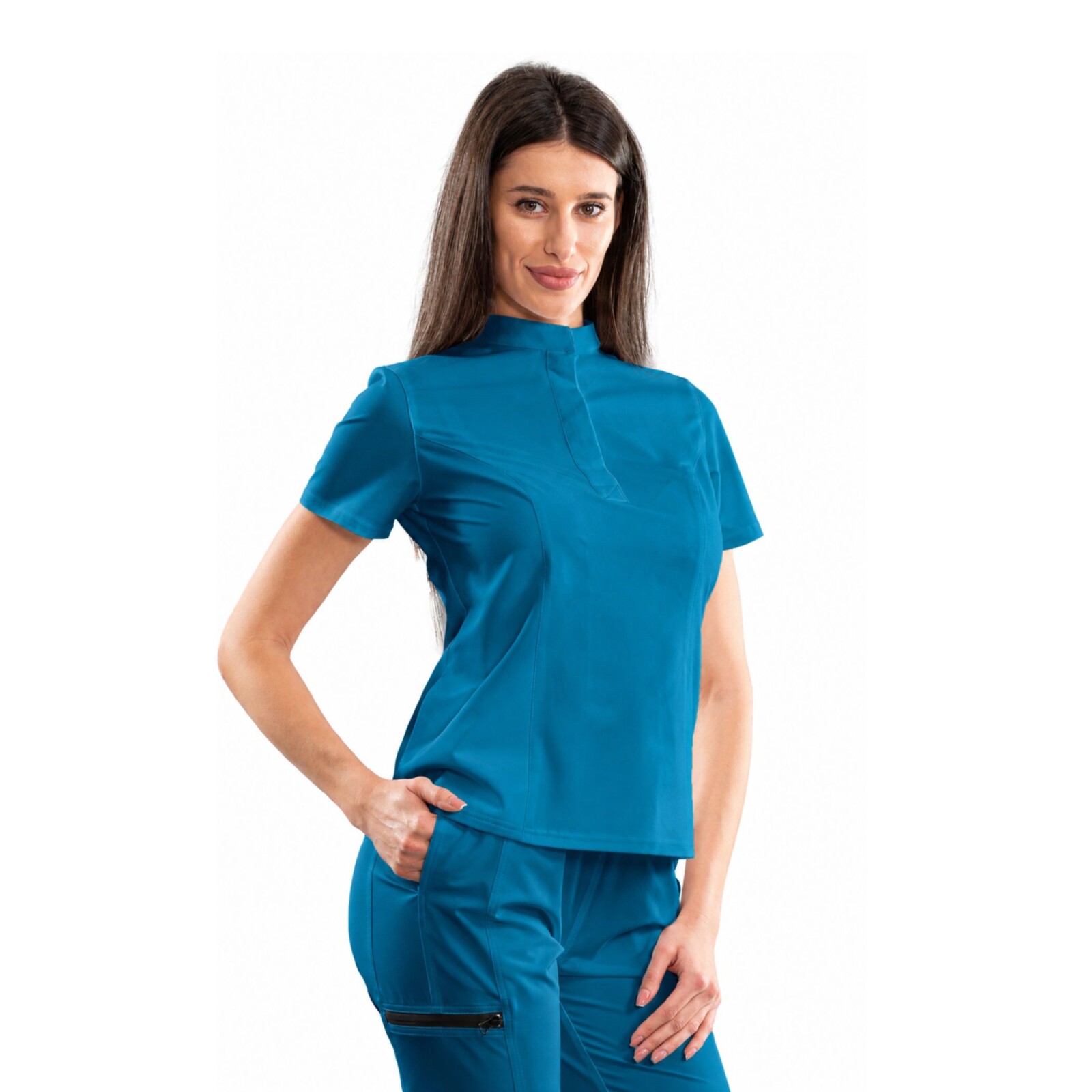 Classic women’s medical blouse with concealed closure