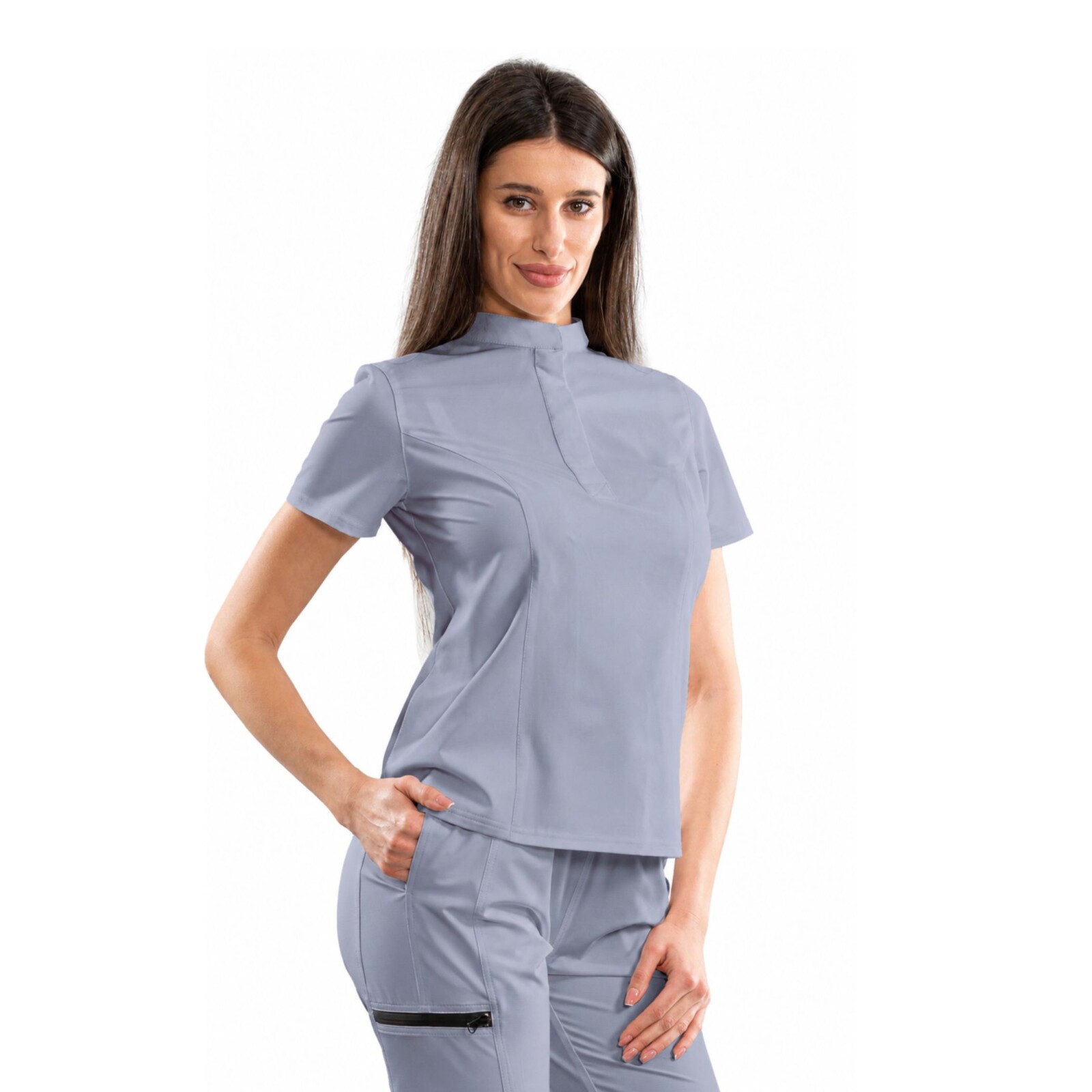 Classic women’s medical blouse with concealed closure