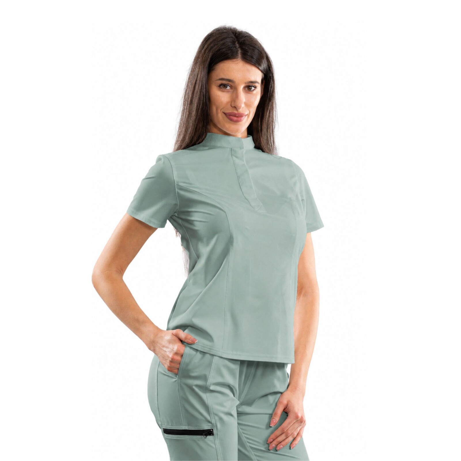 Classic women’s medical blouse with concealed closure