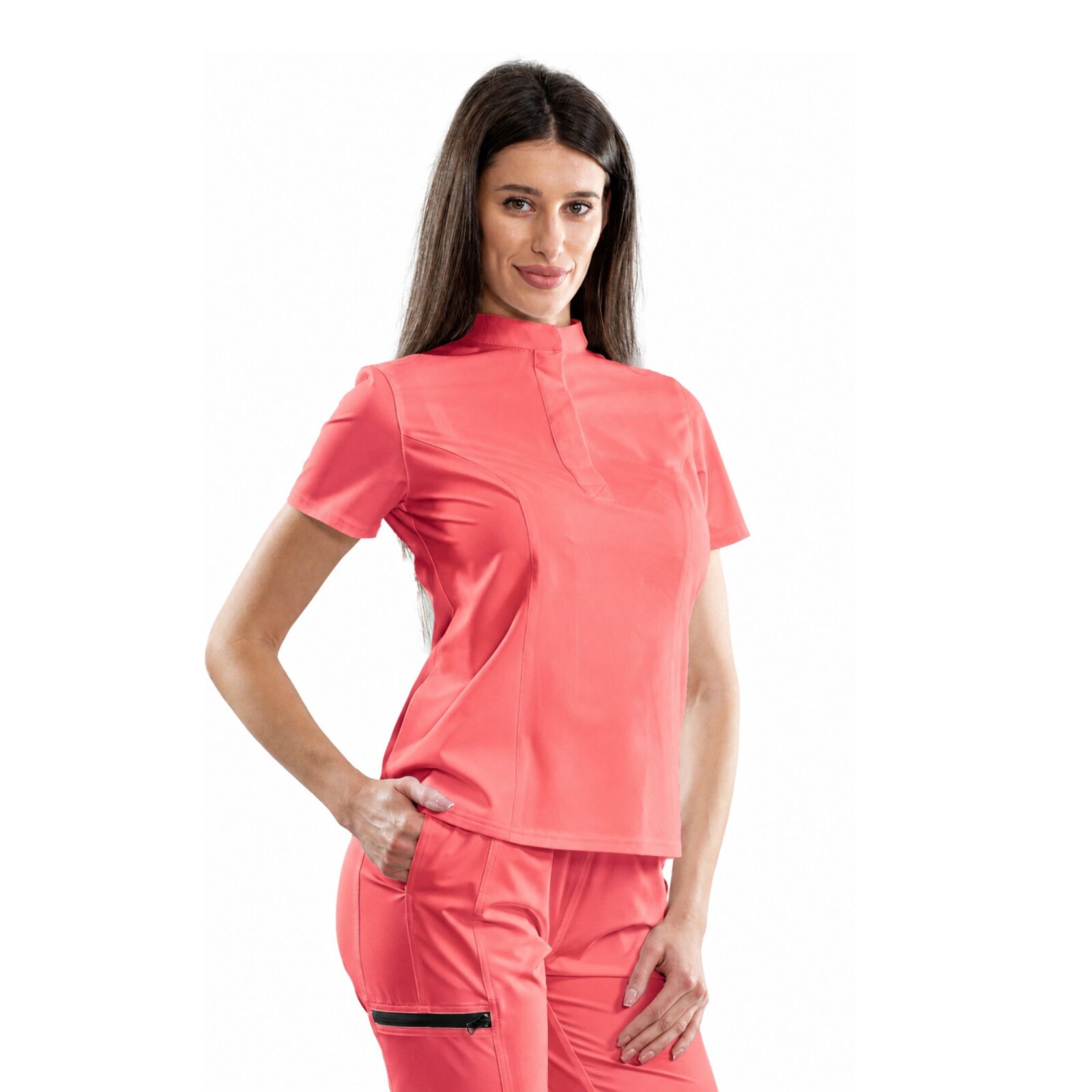Classic women’s medical blouse with concealed closure