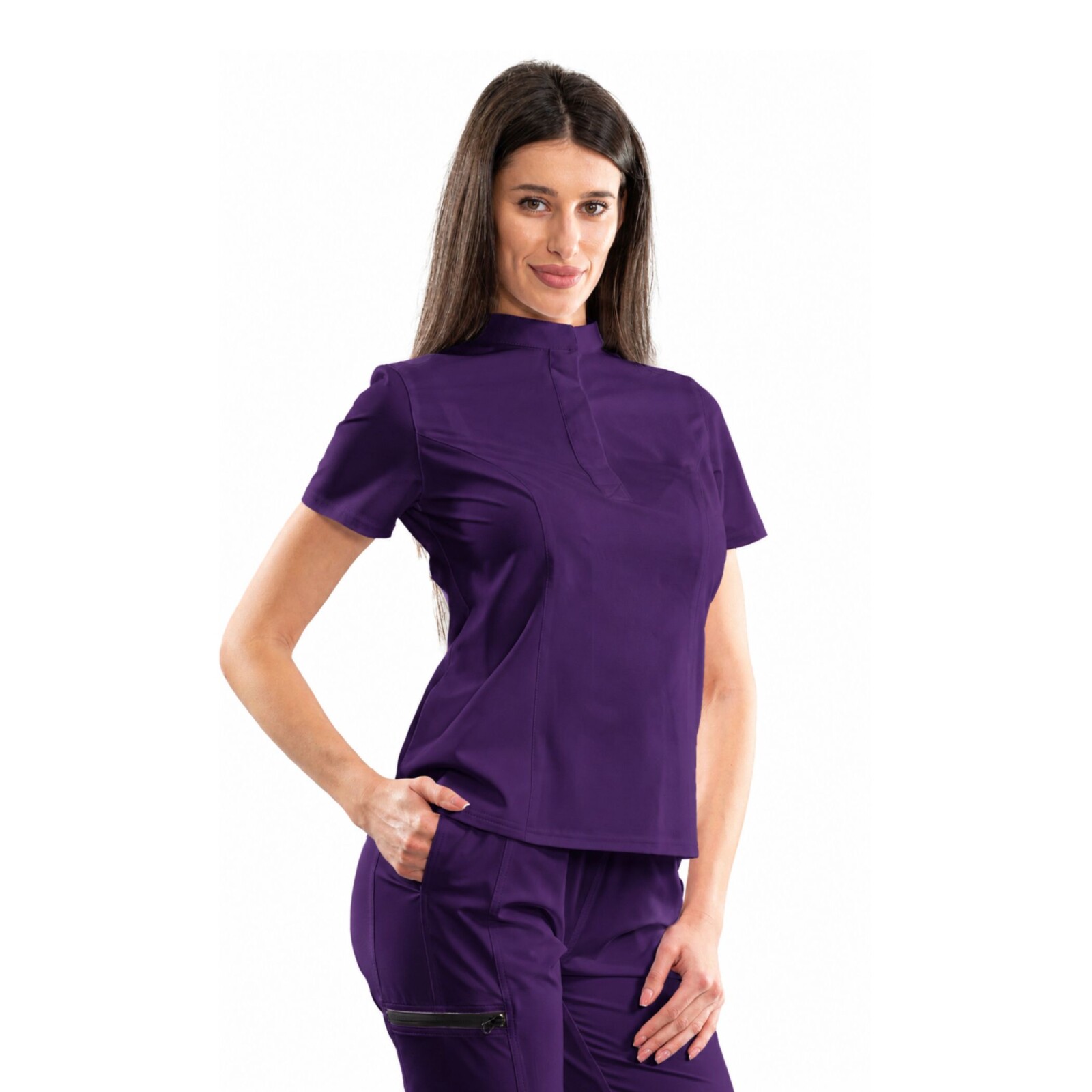 Classic women’s medical blouse with concealed closure