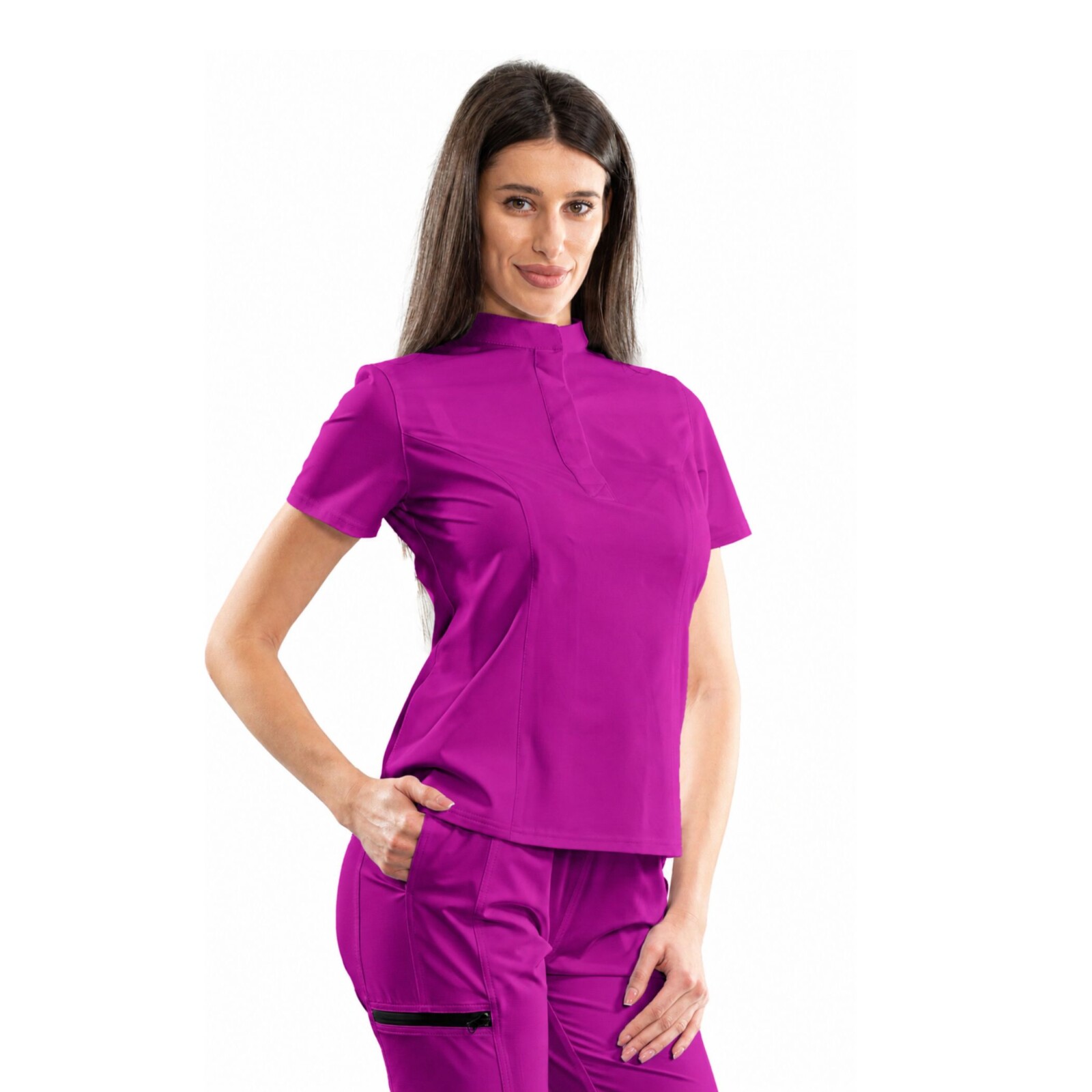 Classic women’s medical blouse with concealed closure
