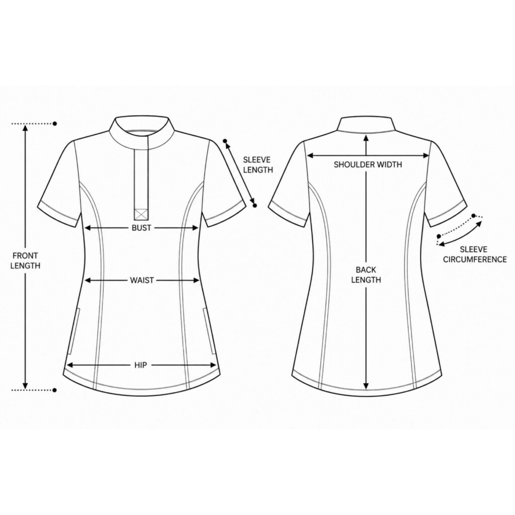Classic women’s medical blouse with concealed closure