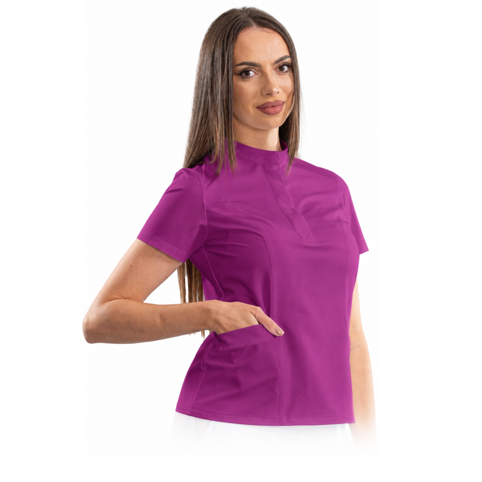 Women’s smart line medical blouse with a mandarin collar