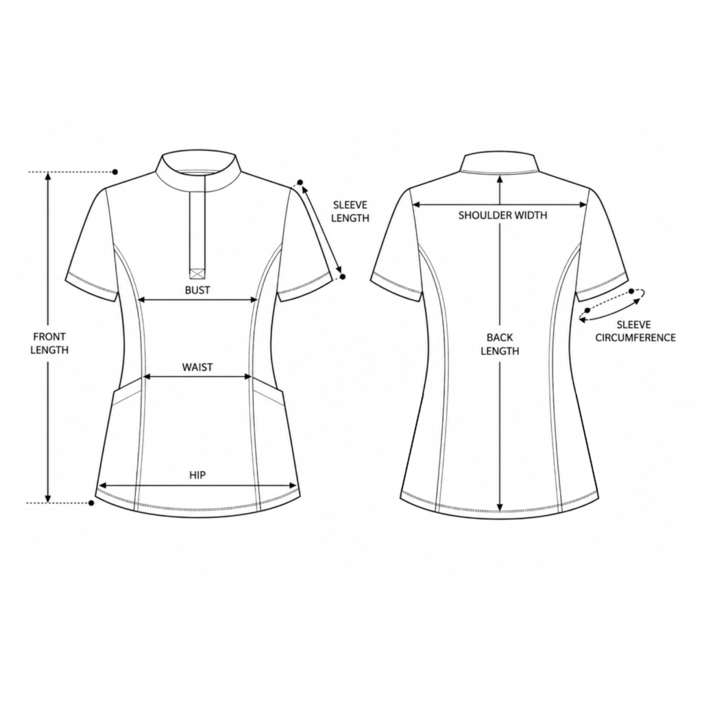 Women’s smart line medical blouse with a mandarin collar