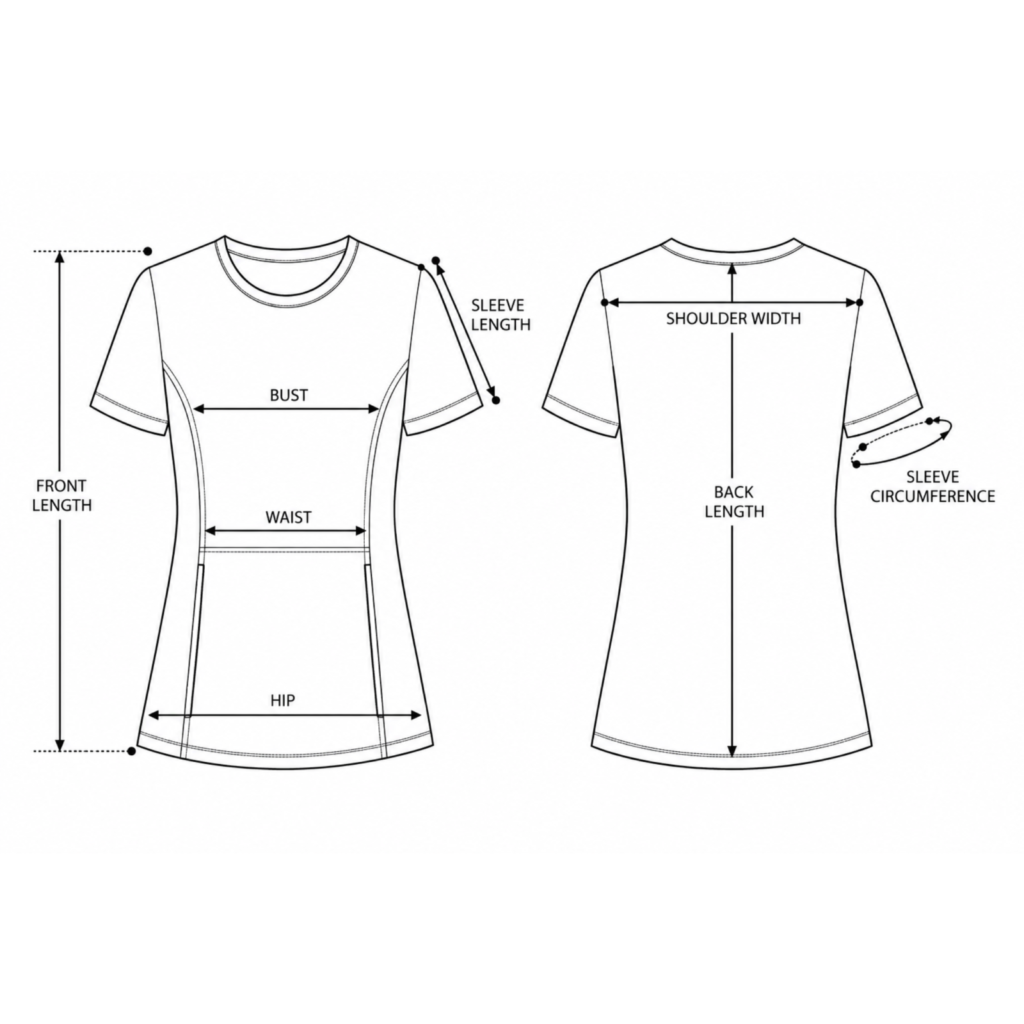 Active Sport women’s medical blouse with a round neckline