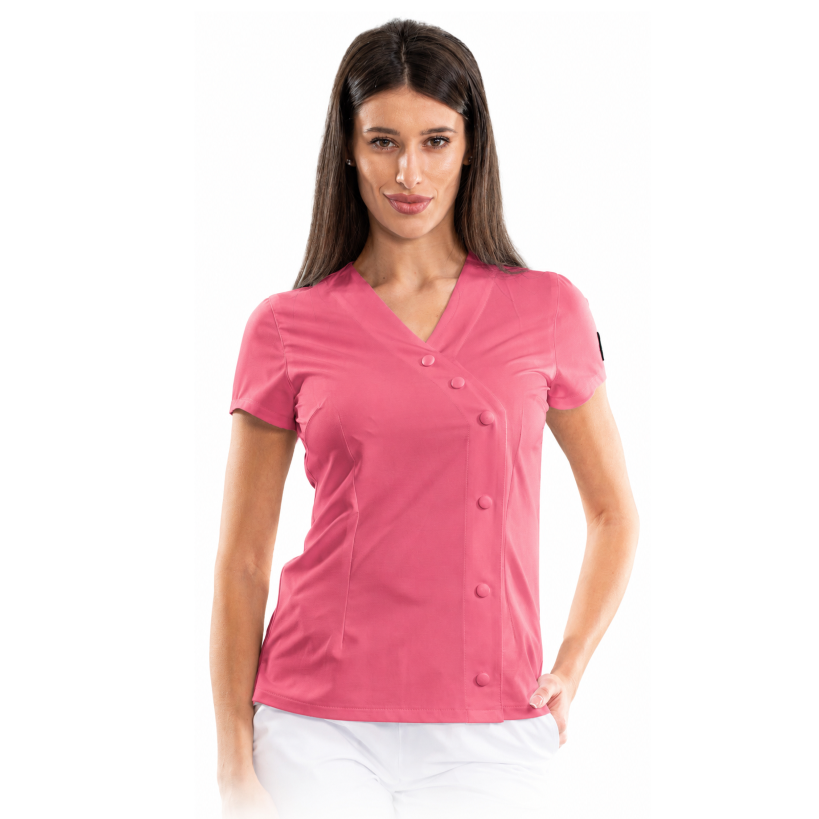 Elegance women’s medical blouse with asymmetrical closure