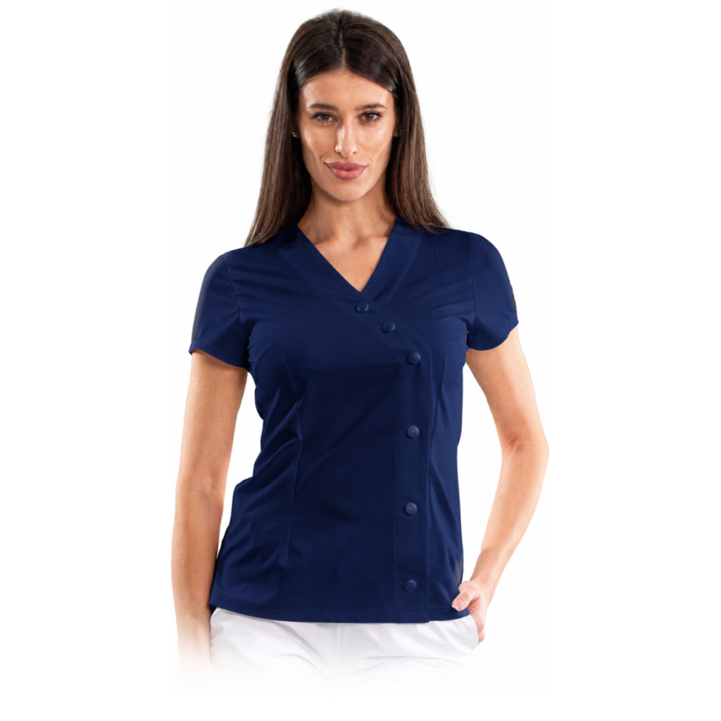 Elegance women’s medical blouse with asymmetrical closure