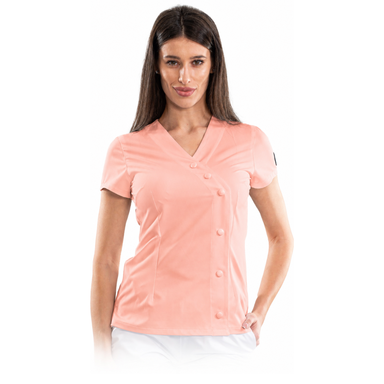 Elegance women’s medical blouse with asymmetrical closure