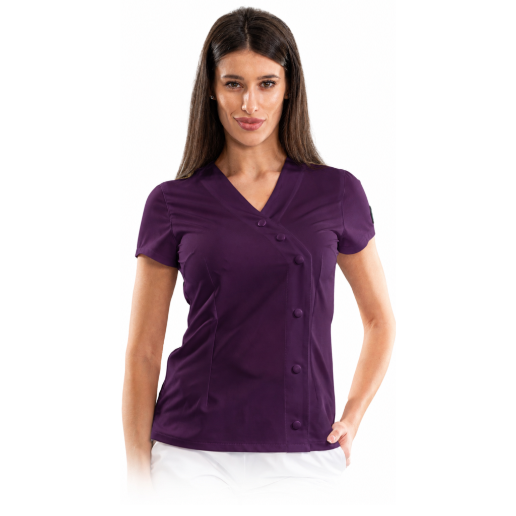 Elegance women’s medical blouse with asymmetrical closure